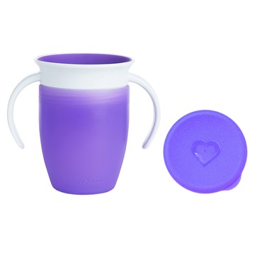 Munchkin 滿趣健 Miracle 360度 防漏練習杯套組 附杯蓋 雙手柄 207ml 紫色  1個