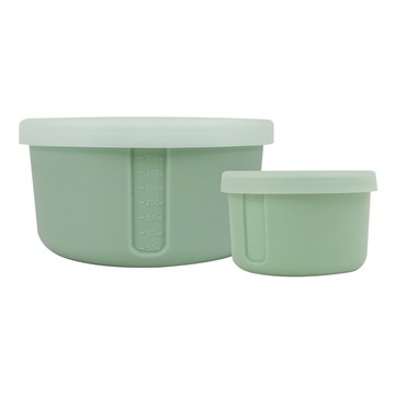 DIKE Warmth圓形矽膠保鮮盒 150ml + 400ml SGS食用級 鉑金矽膠 耐冷熱 可微波 HKS300 森林綠  1組  2個容器 + 2個蓋子