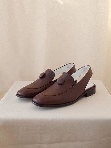 Button Sling Back Brown
