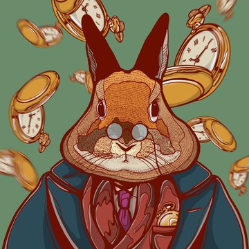 愛麗絲夢遊仙境的白兔 - 高品質畫作印刷