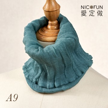 【NicoFun愛定做】圍巾 silk四季圍脖 領巾 灰淺綠藍 100%桑蠶絲 真絲 海洋森林33 柳葉絲 百搭
