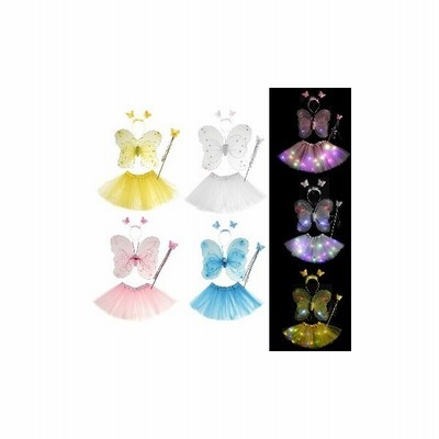 ピンク 4色妖精の女の子点滅する翼チュチュスカートグローledドレス蝶の翼の杖ヘッドバンドコスチュームホリデーパーティーの装飾コスプレ 通販 Lineポイント最大get Lineショッピング