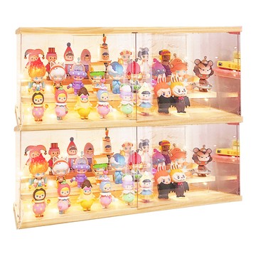 【慢慢家居】高透壓克力DIY可疊加模型收納展示櫃2入(特大號-原木色)特大號-原木*2