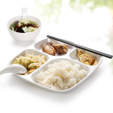 密胺分格餐盤四格仿瓷塑料盤子商用餐廳食堂快餐餐具套裝分隔餐盤