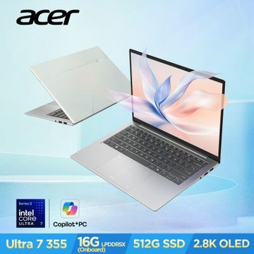 Acer 宏碁 Swift Edge AI SFE14-I51-70L4 14吋OLED AI輕薄筆電-極光白(CU7-355/16GB/512GB/Win11)