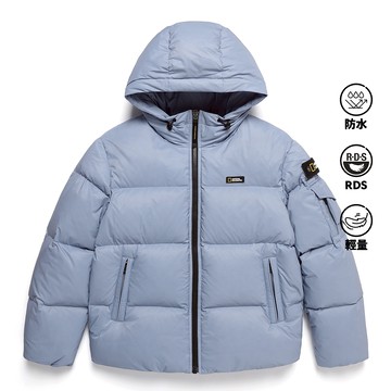 男女同款 GOLDENMOLE 連帽羽絨外套 - 石灰藍