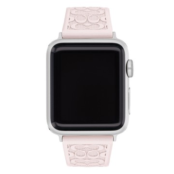COACH Apple Watch 錶帶 38/40/41mm適用 夏季送禮首選- 粉色珠光矽膠錶帶(不含手錶)