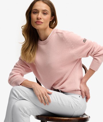 Superdry Women's Slouchy Knitted Crew Jumper Pink Size: 6