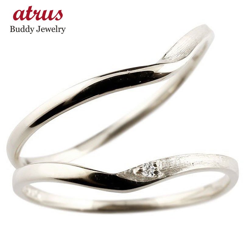 結婚指輪リング ペア マリッジリング 安い ダイヤモンド 一粒 ゴールド 18k シンプル ホワイトゴールドk18 V字 つや消し 18金 華奢 送料無料  クリスマス早割 通販 LINEポイント最大0.5%GET | LINEショッピング