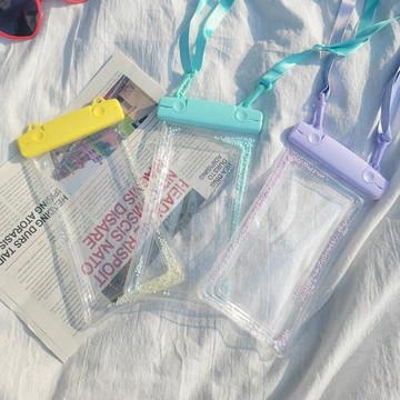純色泡泡充氣網紅透明手機防水袋蘋果華為通用密封觸屏游泳潛水套