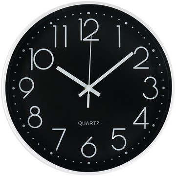 Saengong 生活工作所 簡約線條 無噪音壁掛時鐘  黑色