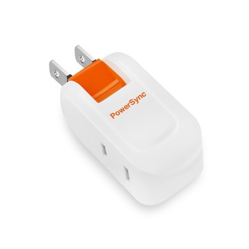 PowerSync 2P 2插防雷擊180度旋轉壁插/白色(TC202SN9)