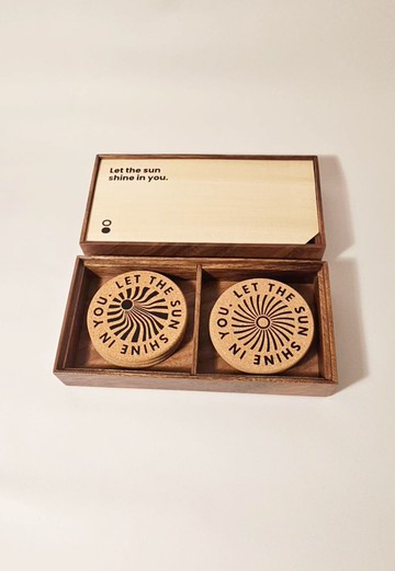 日光杯墊 - 實木禮盒-6入杯墊組禮盒