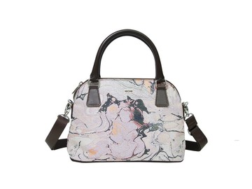 貝殼兩用包  真皮 / 布防潑水 平織緹花   瀾夢粉  阿曼達