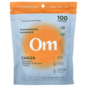 Om Mushrooms, 蘑菇粉，白樺茸，7.05 盎司（200 克）