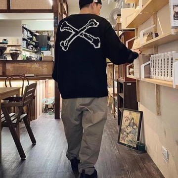 犀利制 WTAPS 22AW ARMT/SWEATER 骨頭圓領針織套頭寬松毛衣男