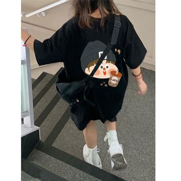 【飯團原創】100%純棉 t恤 短袖 oversize t恤 ins 風 ins 風衣服 顯瘦 純棉 美式 長版 寬鬆