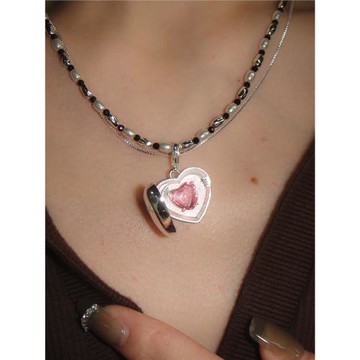 【周雨彤同款】MINT THERAPY愛要膨脹珍珠愛心項鏈女鎖骨鏈63 OAK