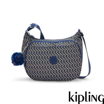 Kipling 藍米格紋雙層側背包-CAI