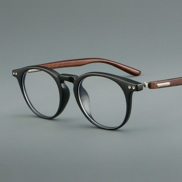 [Mortal] 復古橢圓框近視眼鏡架 撞色ins風韓系眼鏡 木紋鏡腿