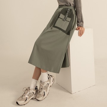 OB嚴選 NCAA美國大學聯盟．腰鬆緊美式休閒工裝中長圓裙 《LA0006》現貨