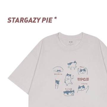 STARGAZY PIE 美式復古白色正肩短袖t恤男女寬松純棉情侶 手帕