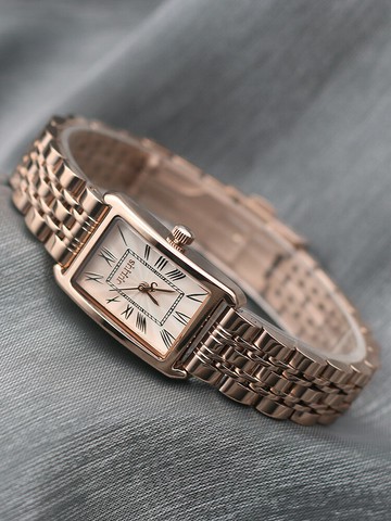 時尚新品聚利時復古羅馬數字女士方形手表鋼帶商務手鏈石英腕表