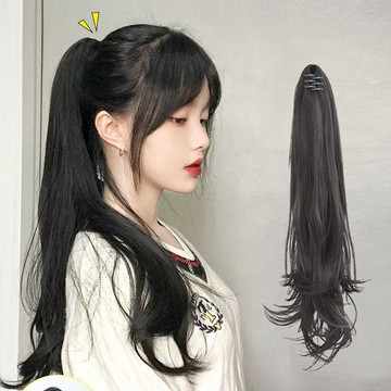 臺灣嚴選抓夾高馬尾假髮女中長卷發自然網紅微卷大波浪辮子假髮女長髮燙髮