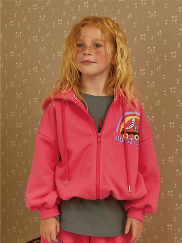 Loose Fit Hooded Zip-up [Pink]