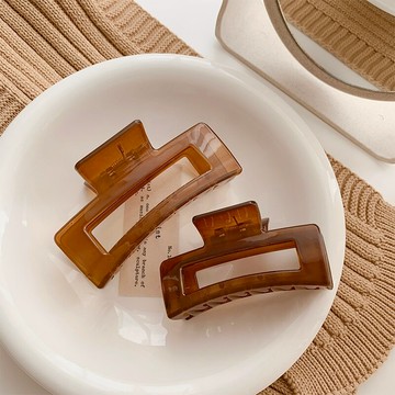 韓國果凍色亞克力后腦勺大號頭發抓夾優雅氣質發夾女發卡法式發抓