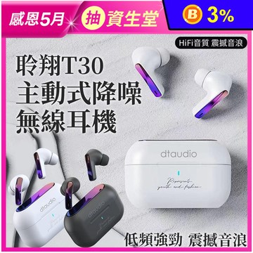 【聆翔】T30 ANC主動式降噪無線耳機 HIFI音質降躁藍芽耳機 安卓蘋果通用