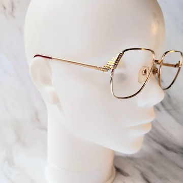 NOS  1980's Elégance Paris 鈦合金 立體方格 金色 古董眼鏡