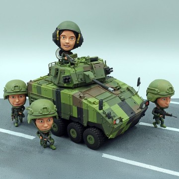 Q版 台灣CM-34 雲豹30機砲戰鬥車 樹脂模型組裝套件(可愛人型版)