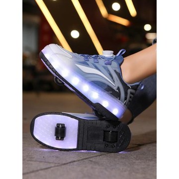 四輪暴走鞋男童雙輪隱形學生溜冰鞋女輪滑鞋可走路兒童帶輪子的鞋