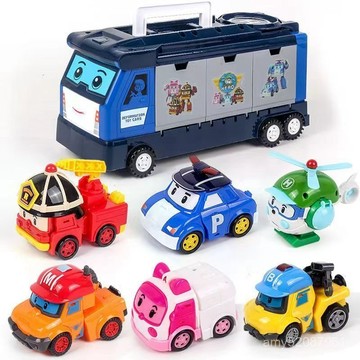 『臺灣-出貨』🚀警車拆裝變形玩具車珀利安巴羅伊海利兒童玩具車益智機器人消防車生日禮物熱銷 UIPD