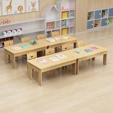 幼兒園實木桌椅兒童早教培訓班課桌椅套裝寶寶家用寫字學習小桌子 b8081