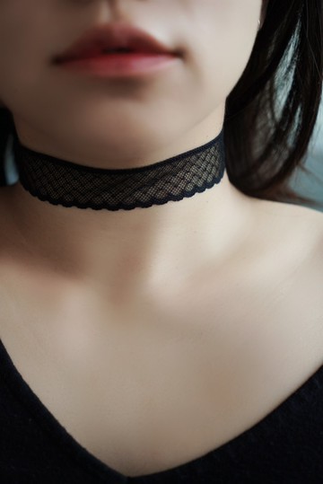 透膚小網襪CHOKER-黑/白 SV925/銀合金