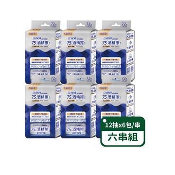 【立得清】抗菌隨身包75%酒精擦濕巾迷你包-12抽x6包入；6串組