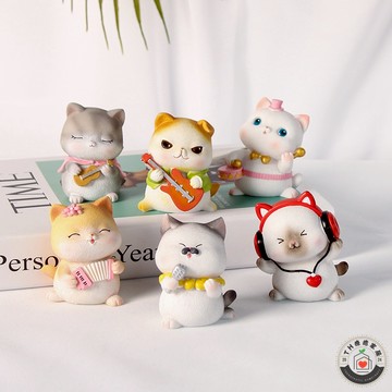【台灣現貨🇹🇼快速出貨】可愛喵樂團 擺件 喵先森 辦公室小物 貓 療癒小物 舒壓小物 辦公桌佈置 可愛小物 送禮小物 貓
