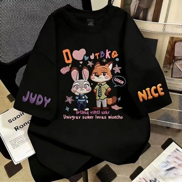 【Plump】100kg內可穿 大尺碼女裝 夏裝 純棉短袖T恤 仿刺繡 寬鬆百搭上衣 休閒卡通印花上衣 女生上衣
