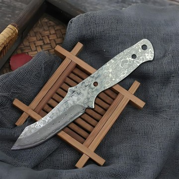 【原野】尾貨全新67層大馬士革一體鋼10c15鋼芯小刀胚厚3.8mm鋼芯硬度60