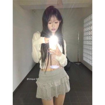 Unique SEI韓女氛圍波點層疊夏季百搭顯瘦荷葉邊拼接蛋糕半身短裙
