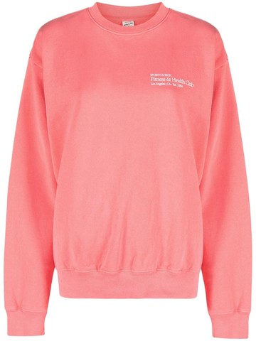 Sporty & Rich - logo-print long-sleeve sweatshirt - women - Cotton - S - Pink