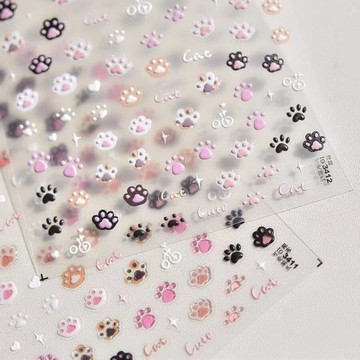 🎀台灣出貨🎀 小紅書貓爪美甲貼紙浮雕果凍tomoni立體可愛粉色指甲背膠