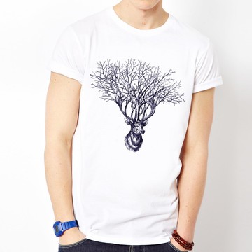 Deer Tree 短袖T恤2色 鹿樹自然動物文青藝術設計禮物情侶插畫