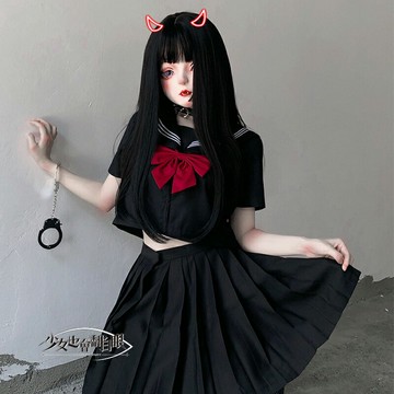 少也眼:正統白三本jk少女基礎款女制服水手服不良黑套裝