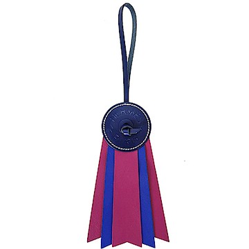 HERMES 愛馬仕Paddock Flot皮革撞色徽章吊飾/掛飾(紫紅X藍)
