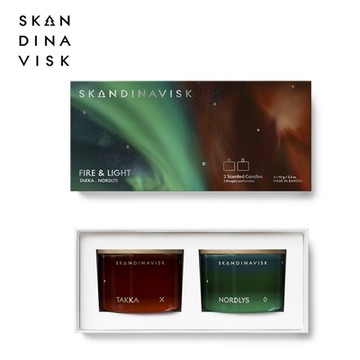 丹麥 Skandinavisk 聖誕限定款香氛蠟燭 謐夜藜光禮盒 (2入禮盒組) - TAKKA 午夜餘溫, NORDLYS 北極光