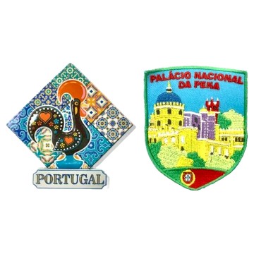 A-ONE 匯旺 葡萄牙公雞冰箱貼 + 佩納宮貼章 2件組 7.5 X 6CM 台灣製  葡萄牙公雞 + 佩納宮