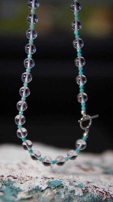 全淨體白水晶 天河石 S925銀 鎖骨鏈